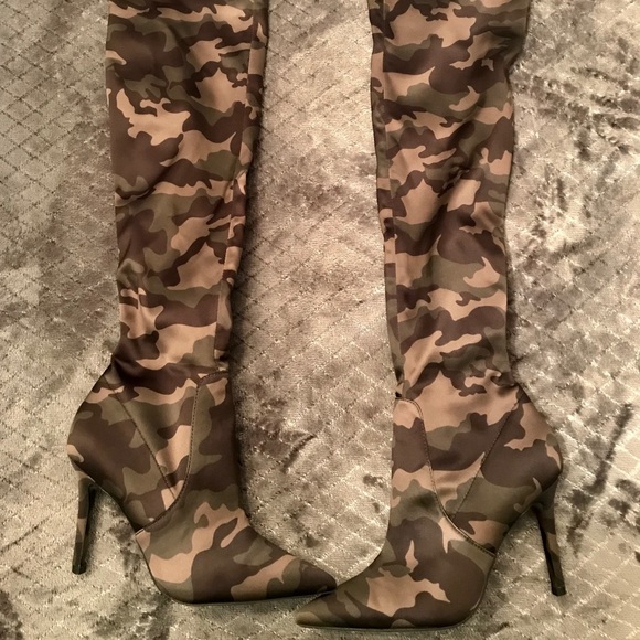 camouflage thigh high boots